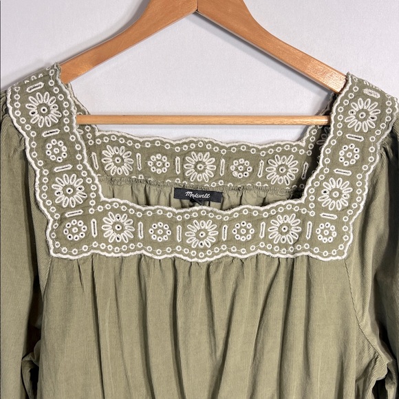 Madewell Olive Corduroy Dress with Square Neckline NEW With Tags! Size XL - Picture 6 of 11